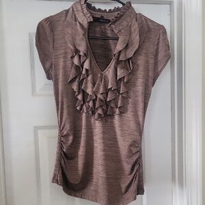 Brown Ruffled Top HeartSoul